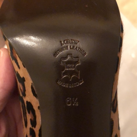 J Crew Isabella 6 1/2 Ocelot Leopard Peep-toe Pony Heels - Picture 13 of 14